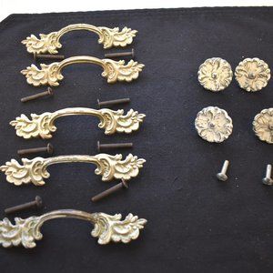 Antique French Creme Drawer Handles and Pulls-Shabby Chic